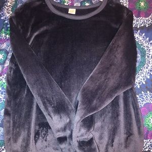 Blue fuzzy long sleeve sweater